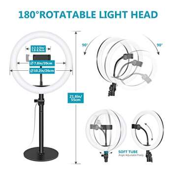 Neewer Selfie Ring Light for Laptop Computer, 10" Dimmable Desktop LED Circle Light with Stand/Phone Holder/3 Light Modes for Video Conference/Webcam Chat/Makeup/Live Stream/Selfie (Black)