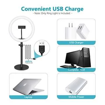 Neewer Selfie Ring Light for Laptop Computer, 10" Dimmable Desktop LED Circle Light with Stand/Phone Holder/3 Light Modes for Video Conference/Webcam Chat/Makeup/Live Stream/Selfie (Black)