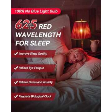 Neporal Red Light Bulbs for Sleep, 9W Blue Light Blocking