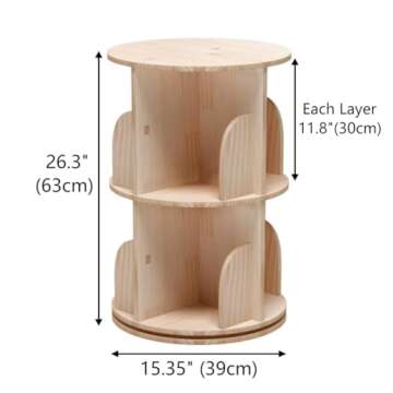 Lexza Bookshelf for Kids: Rotating 2-Tier Organizer
