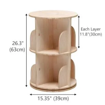 Lexza Bookshelf for Kids: Rotating 2-Tier Organizer