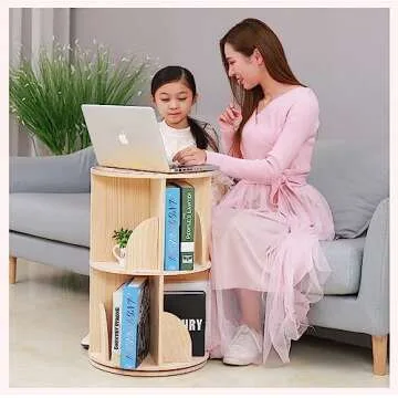 Lexza Bookshelf for Kids: Rotating 2-Tier Organizer