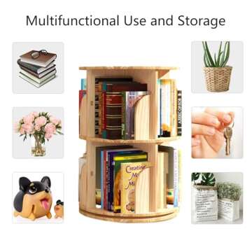 Lexza Bookshelf for Kids: Rotating 2-Tier Organizer