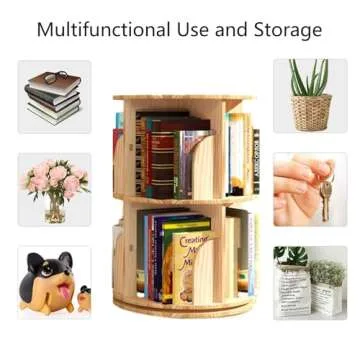 Lexza Bookshelf for Kids: Rotating 2-Tier Organizer