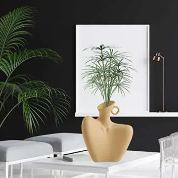 Body Vase, Beige Ceramic Vase for Minimalist Style, Unique Statue Art Bust Vase, Modern Abstract Flo...