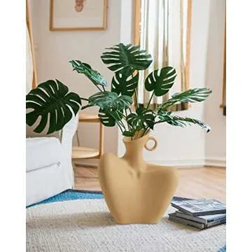 Body Vase, Beige Ceramic Vase for Minimalist Style, Unique Statue Art Bust Vase, Modern Abstract Flower Vase for Home Decor, Centerpieces, Living Room, Rustic Farmhouse, Table Decoration