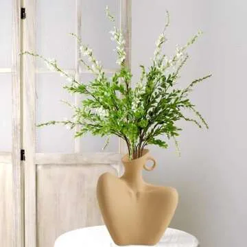 Body Vase, Beige Ceramic Vase for Minimalist Style, Unique Statue Art Bust Vase, Modern Abstract Flower Vase for Home Decor, Centerpieces, Living Room, Rustic Farmhouse, Table Decoration