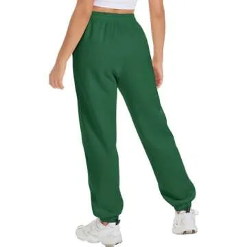 ATHMILE Sweatpants Women Joggers with Pockets Fleece Lined Baggy Cargo Work Yoga Lounge Snow Pajama Pants High Waisted Fall Fashion Green