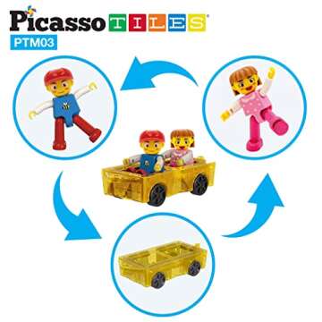 PicassoTiles Mini Magnetic Expansion Car Play Set for Kids