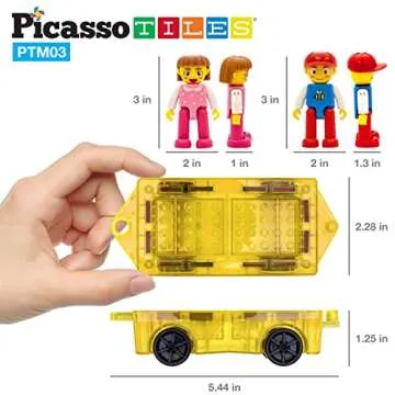 PicassoTiles Mini Magnetic Expansion Car Play Set for Kids