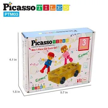 PicassoTiles Mini Magnetic Expansion Car Play Set for Kids
