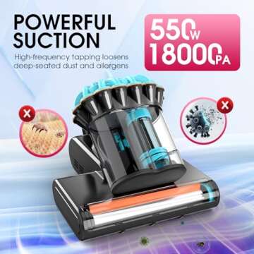 Belife M8 Mattress Vacuum Cleaner, Anti-allergen Bed Vacuum Cleaner with UV & Hot Air & High Heating...