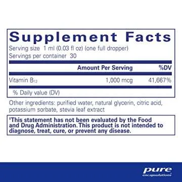 Pure Encapsulations B12 Liquid | 1,000 mcg Vitamin B12 (Methylcobalamin) Supplement to Support Nerve...