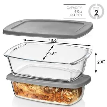Razab Large Glass Loaf Pan Set with Airtight Lids