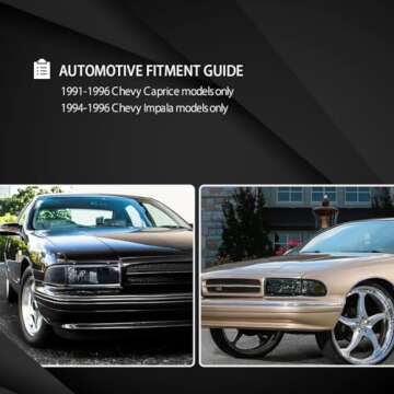 AUTOZENSATION Compatible with 1991-1996 Chevy Caprice 1994-1996 Chevy Impala Smoke Lens Headlights + Corner Lights L + R Pair Headlamp