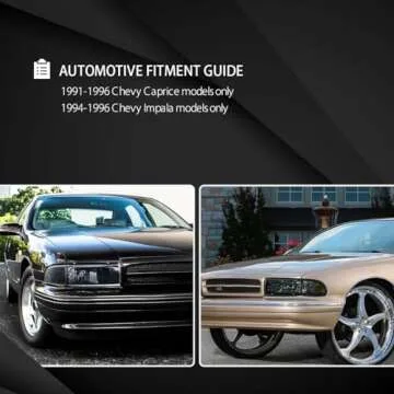 AUTOZENSATION Compatible with 1991-1996 Chevy Caprice 1994-1996 Chevy Impala Smoke Lens Headlights + Corner Lights L + R Pair Headlamp