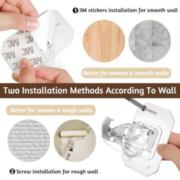 2PCS No Drill Curtain Rod Brackets - Easy Adhesive Install