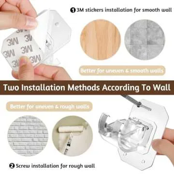 2PCS No Drill Curtain Rod Brackets - Easy Adhesive Install