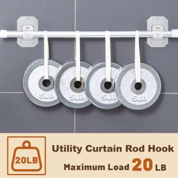 2PCS No Drill Curtain Rod Brackets - Easy Adhesive Install