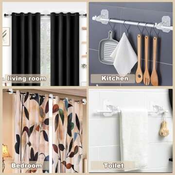 2PCS No Drill Curtain Rod Brackets - Easy Adhesive Install