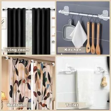 2PCS No Drill Curtain Rod Brackets - Easy Adhesive Install