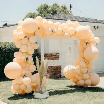 RUBFAC 129pcs Nude Balloons Different Sizes 18 12 10 5 Inch, Boho Beige Apricot Balloon Garland Arch Kit for Party Decoration Gender Reveal Graduation Wedding Anniversary Baby Shower Party Supplies