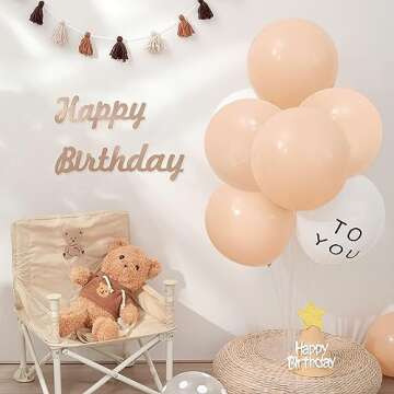 RUBFAC 129pcs Nude Balloons Different Sizes 18 12 10 5 Inch, Boho Beige Apricot Balloon Garland Arch Kit for Party Decoration Gender Reveal Graduation Wedding Anniversary Baby Shower Party Supplies