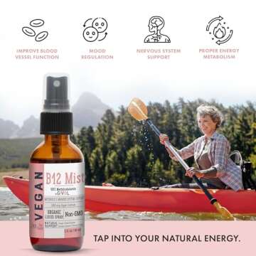 GIVOL Organic Vegan Vitamin B12 Supplement Liquid Mist for Quick Absorption 5,000mcg Methylcobalamin - No Harsh Chemicals or Preservatives - No Artificial Sweeteners Added Non-GMO 240 Days Supply