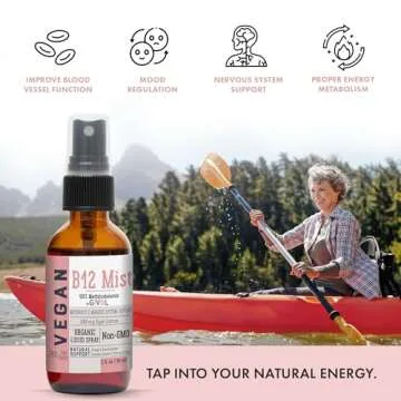 GIVOL Organic Vegan Vitamin B12 Supplement Liquid Mist for Quick Absorption 5,000mcg Methylcobalamin - No Harsh Chemicals or Preservatives - No Artificial Sweeteners Added Non-GMO 240 Days Supply