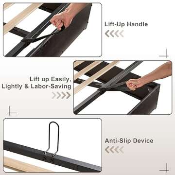 AMERLIFE Full Size Lift Up Storage Bed Frame, Wooden Platform Bed Frame with Lifting Storage & Charging Station, No Spring Box Needed/Noise Free, Black