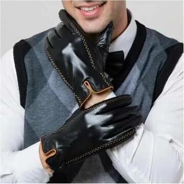 Genuine Leather Touch Screen Gloves for Men