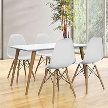 Giantex Dining Chairs Set of 4 White, Pre Assembled Mid Century Modern Dining Chairs with Wood Legs,...