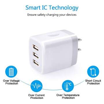 USB Wall Charger, Hootek 2Pack Wall Plug 3-Port USB Charging Station 3.1A Power Adapter Multi Port Q...
