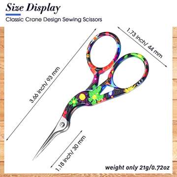 Honoson 6 Pcs Embroidery Bird Scissors Bulk 3.6" Small Stork Vintage Crane Stainless Steel Rainbow Sewing Needlepoint Scissors DIY Tools (Lovely Color)