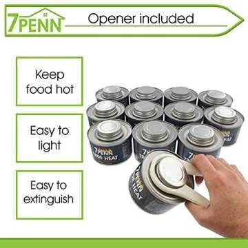 7Penn Buffet Food Warmers for Parties, 72 Pack - 6 Hour Chafing Dish Fuel Cans Catering Food Warmers Buffet Heating Food Warmer Party Canned Heat Burner with Bonus Lid Openers