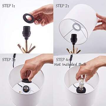 CASILVON Modern Small Design Gold Metal Base Living Room Bedroom Bedside Table Lamp, Desk Lamp with TC Fabric Shade