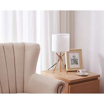 CASILVON Modern Small Design Gold Metal Base Living Room Bedroom Bedside Table Lamp, Desk Lamp with TC Fabric Shade