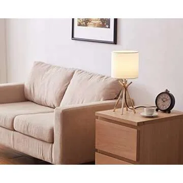 CASILVON Modern Small Design Gold Metal Base Living Room Bedroom Bedside Table Lamp, Desk Lamp with TC Fabric Shade