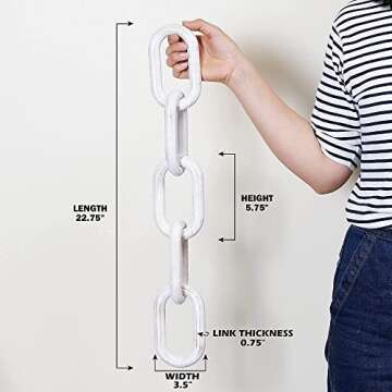 GENMOUS & CO. Wooden Chain Home Decor Farmhouse Decorative 5-Link Chain Decor Hand-Carved Wood Crafts Ornaments for Rustic Country Coffee Table Farmhouse Tiered Tray Table (White Washed,22.75")