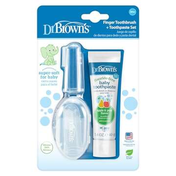 Dr. Brown's 100% Silicone Baby Finger Toothbrush and Toothpaste Set, 2-Pack Toothbrush with Storage ...