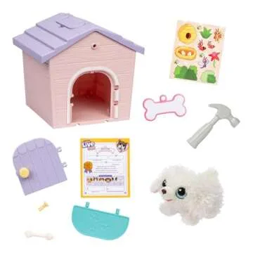 Little Live Pets My Puppy's Home Minis - Pink & Purple Home | Plush Toy & Kennel Playset. Build Your Puppy's Home, Name Your Puppy & Surprise! Puppy Appears! Which Puppy Will You Get? Easy Build DIY