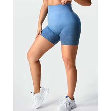 YEOREO Women Intensify Athletic Shorts Seamless Scrunch Workout Shorts High Waisted Active Gym Yoga Shorts Ombre Blue XS