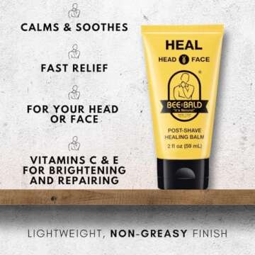 Bee Bald HEAL Aftershave for Men Healing Balm, Immediately Calms & Soothes Damaged Skin, Treats Bumps, Redness, Razor Burn & Other Shaving Irritations (2 Fl Oz)