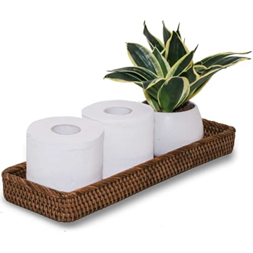 CELEZAR Handcrafted Rattan Toilet Tank Basket - Versatile & Stylish Organizer