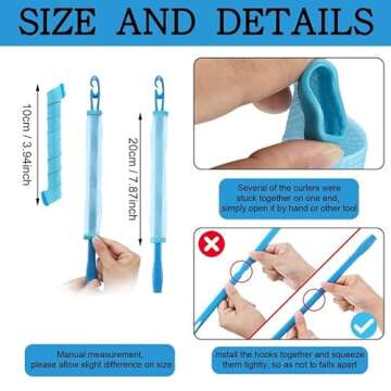 Wave Curling Kit for Hair Supplies: 40 Spiral Curlers, 2 Styling Hooks for No-Heat Hairstyling (21.6 Inch)