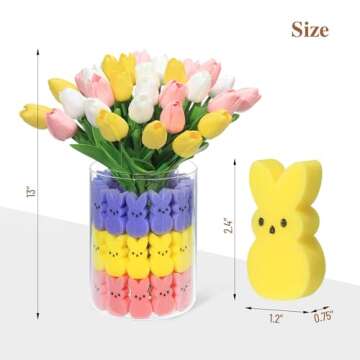 TMGIDRI Easter Decorations - Artificial Tulips and Bunny Easter Vase Filler Set, Easter Centerpieces for Tables, Spring Centerpiece for Home and Holiday Celebrations