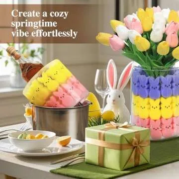TMGIDRI Easter Decorations - Artificial Tulips and Bunny Easter Vase Filler Set, Easter Centerpieces for Tables, Spring Centerpiece for Home and Holiday Celebrations