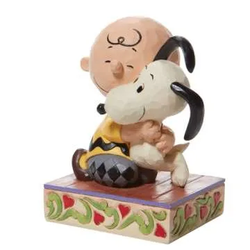 Enesco Peanuts by Jim Shore Charlie Brown and Snoopy Hugging Figurine, 4.5 Inch, Multicolor