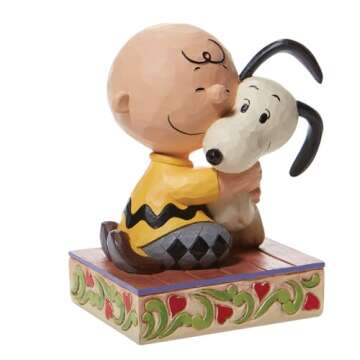 Enesco Peanuts by Jim Shore Charlie Brown and Snoopy Hugging Figurine, 4.5 Inch, Multicolor