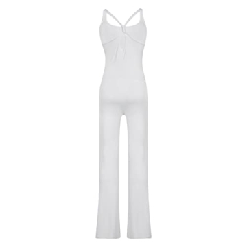 NUFIWI Women Backless Jumpsuit Long Sleeve Wide Leg Pants